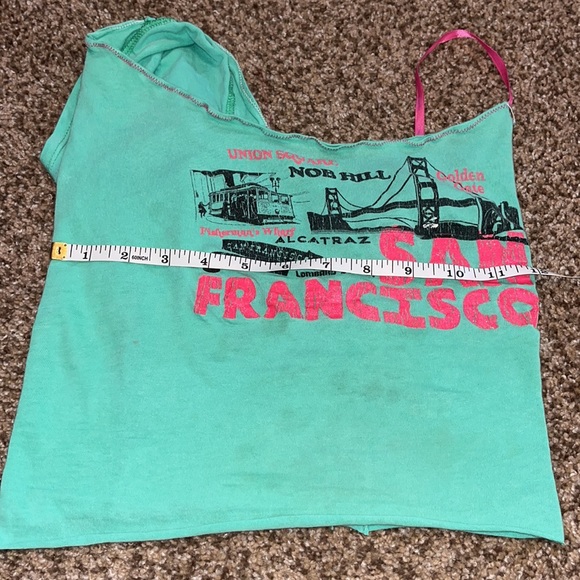 San Francisco vintage cropped crop top shirt xs small Alcatraz green hot pink - Picture 8 of 9